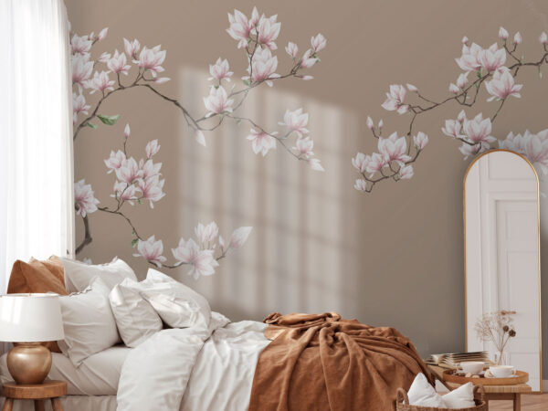 Groupe de fleurs blanches sur fond brun Groupe de fleurs blanches sur fond brun