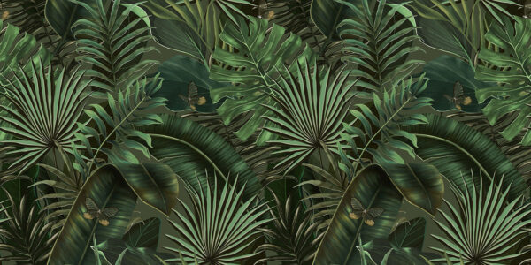 Lush green leaves and hidden butterflies