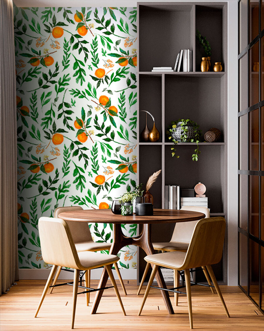Motif d'oranges et de feuilles