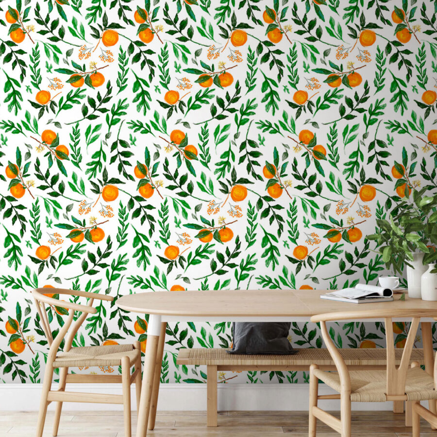 Motif d'oranges et de feuilles