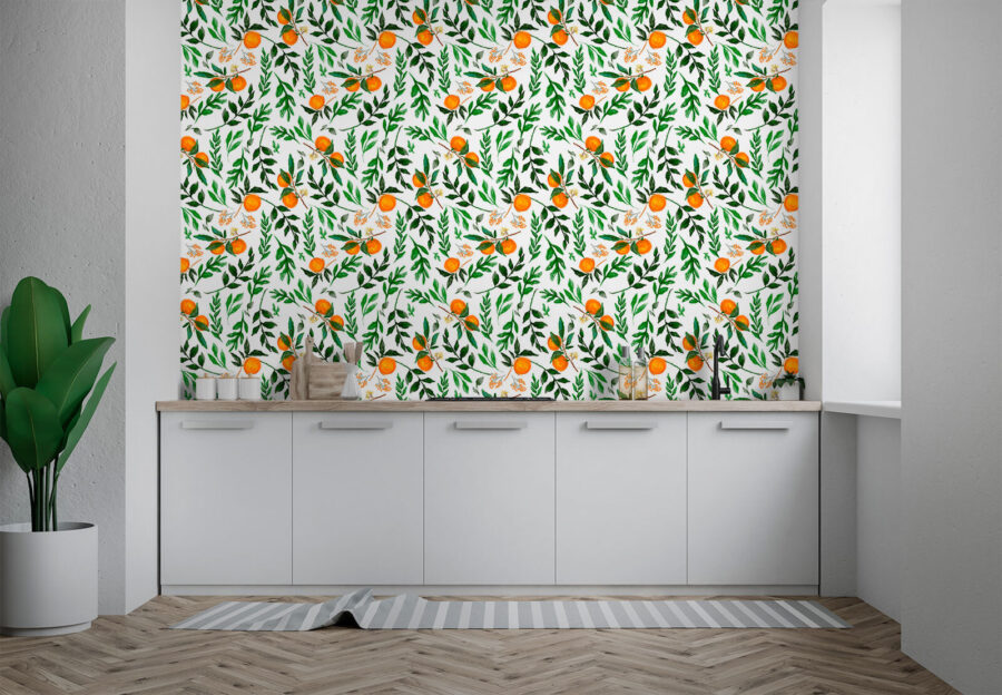 Motif d'oranges et de feuilles