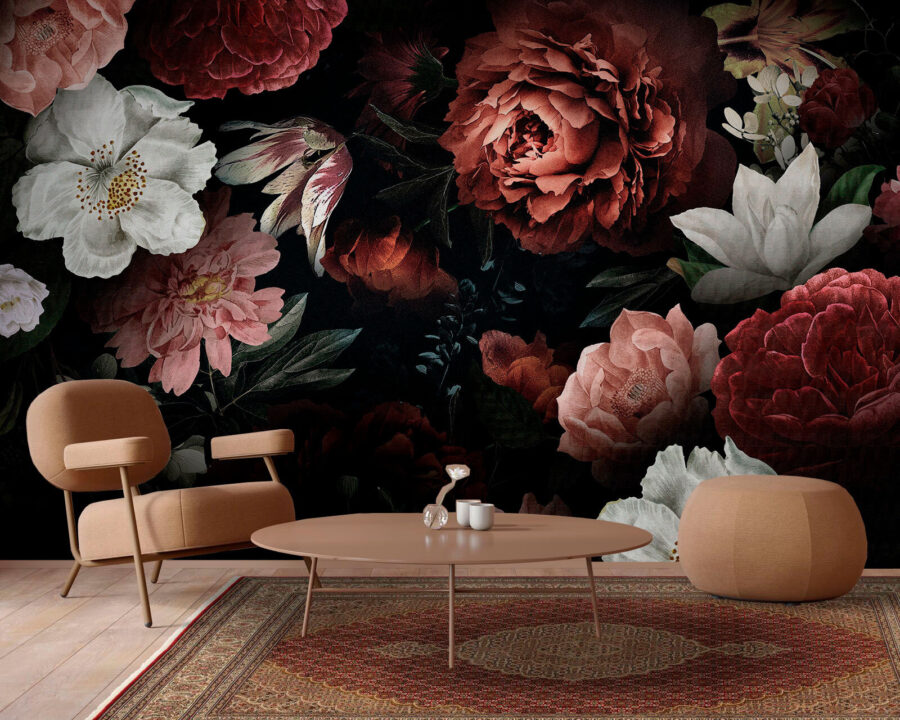 Des fleurs élégantes sur un fond sombre.