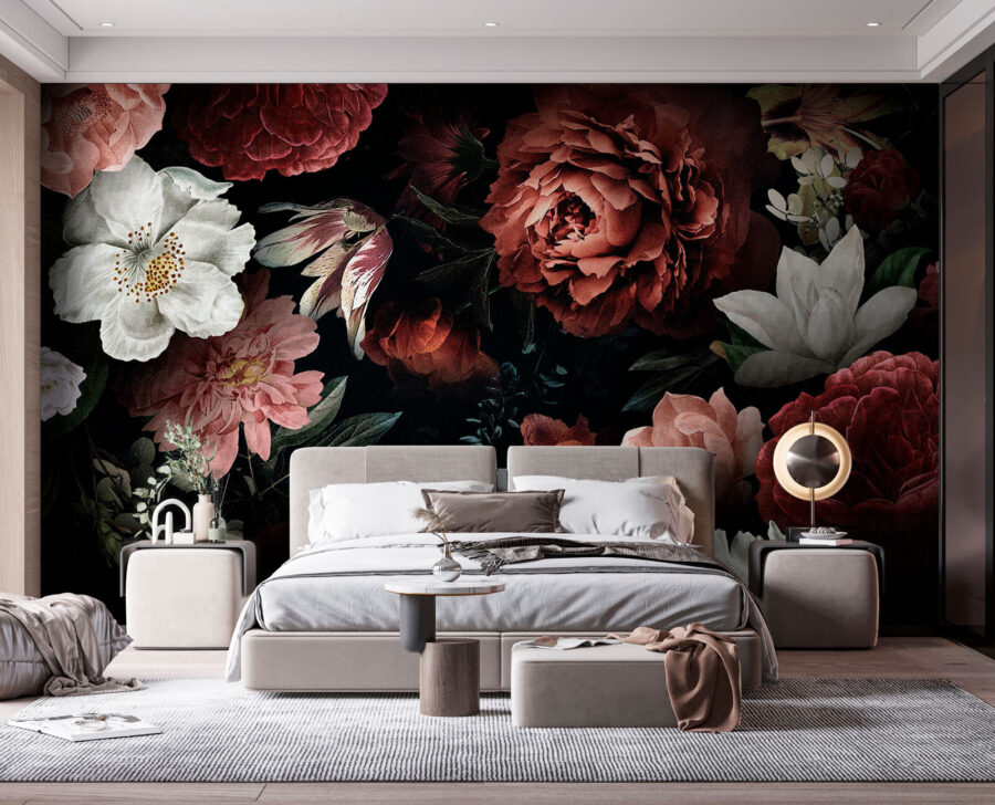 Des fleurs élégantes sur un fond sombre.