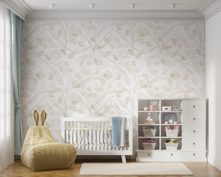 Motif de feuilles blanches
