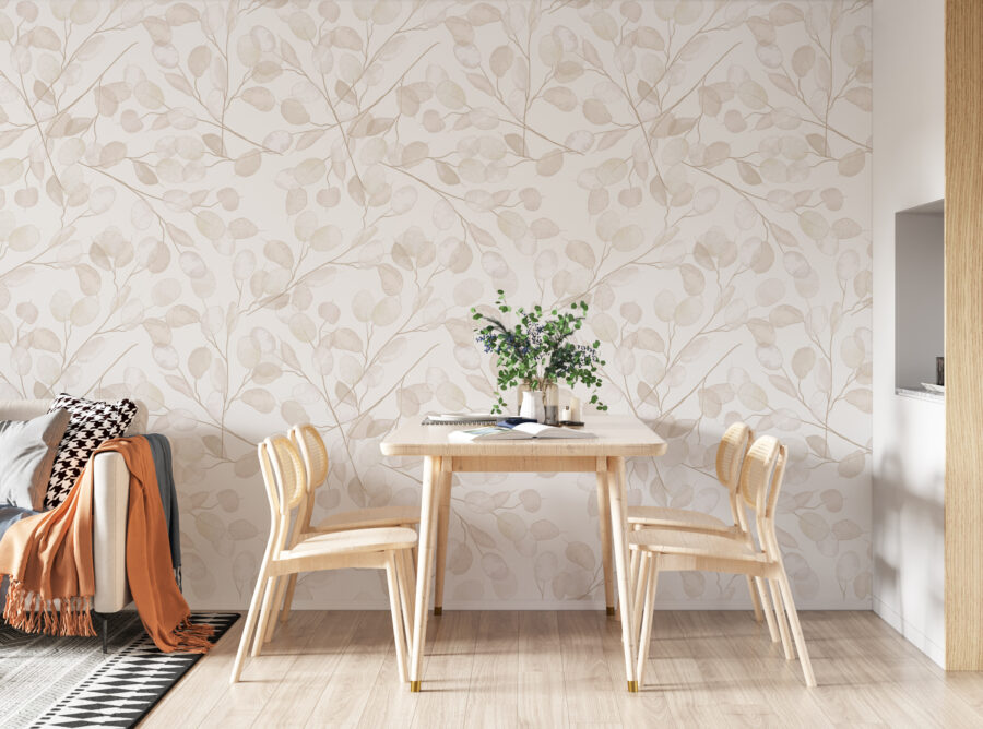 Motif de feuilles blanches