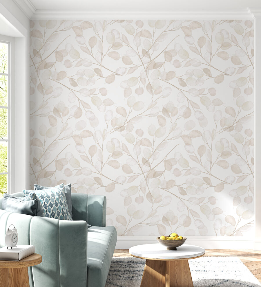 Motif de feuilles blanches