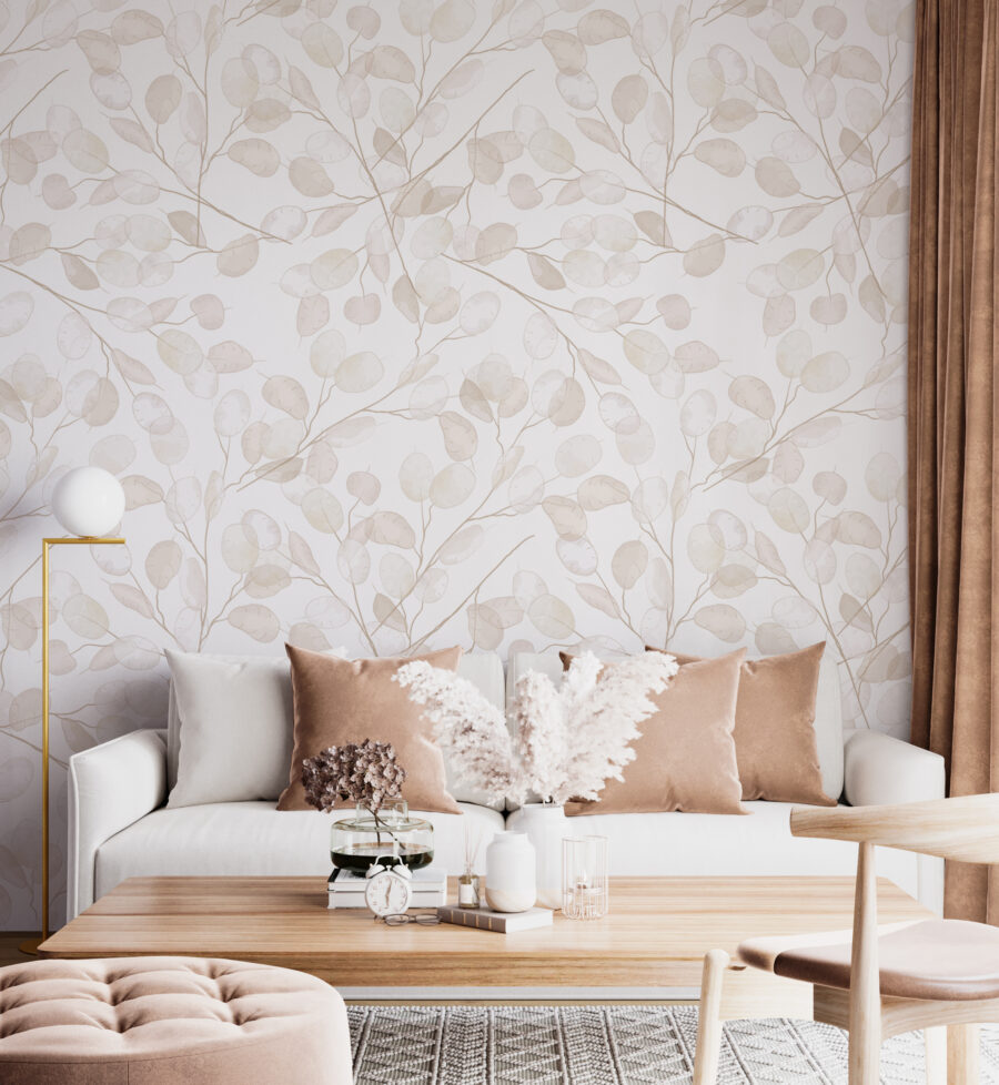 Motif de feuilles blanches