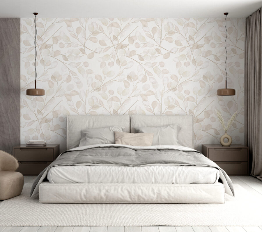 Motif de feuilles blanches