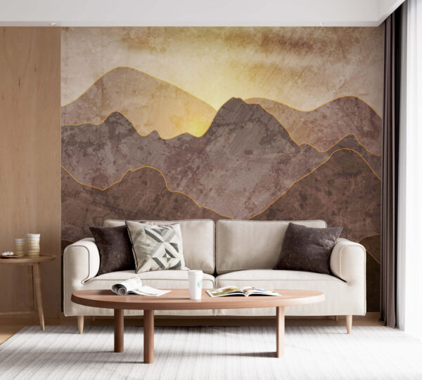 Peinture de montagnes et de soleil Peinture de montagnes et de soleil