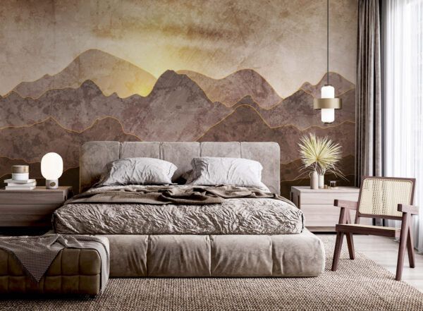 Peinture de montagnes et de soleil Peinture de montagnes et de soleil