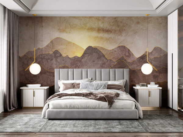 Peinture de montagnes et de soleil Peinture de montagnes et de soleil