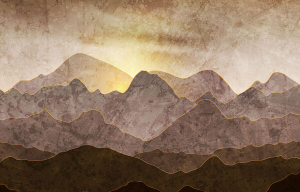 Peinture de montagnes et de soleil Peinture de montagnes et de soleil