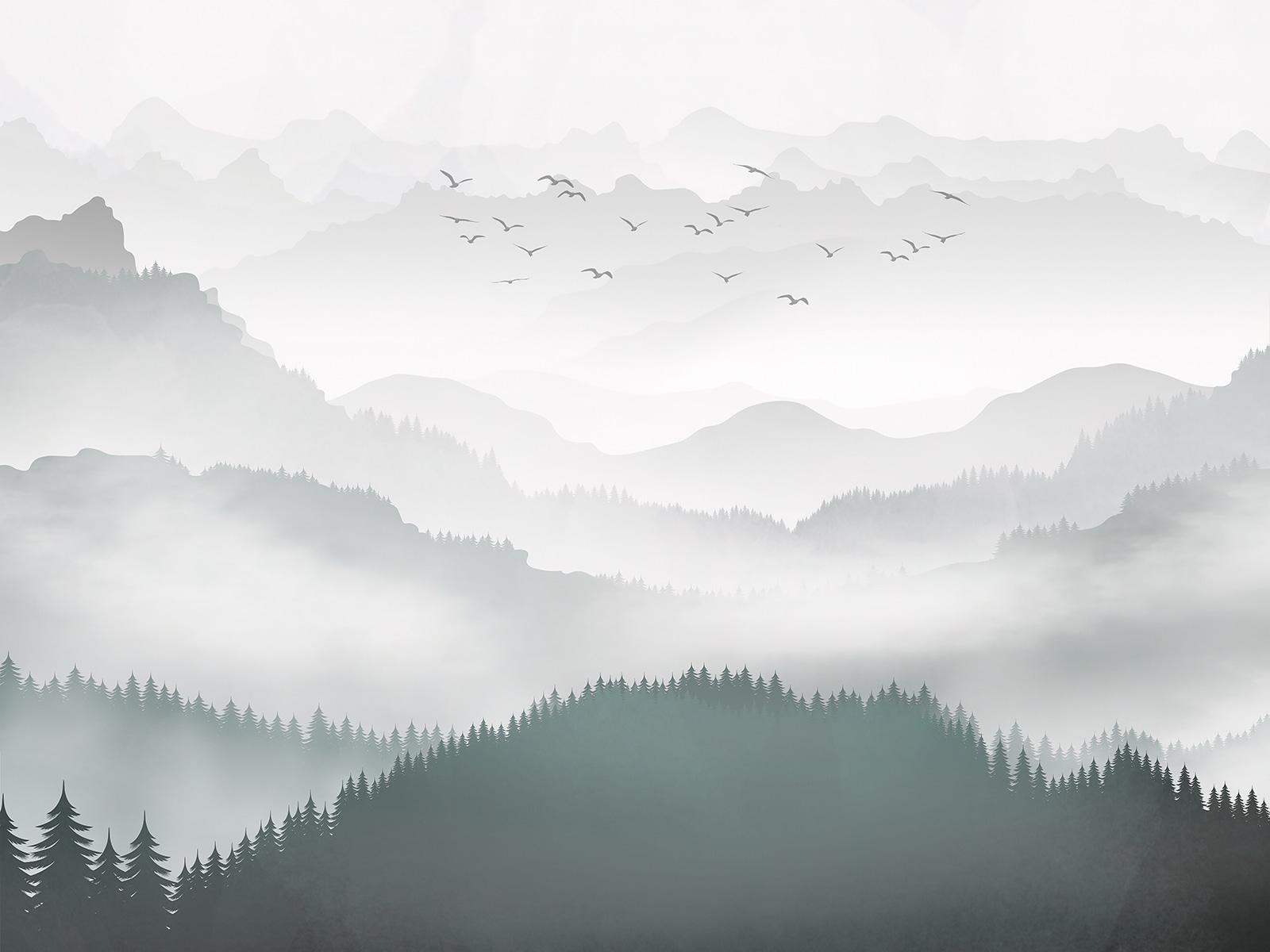 Birds flying over a mountain range Birds flying over a mountain range