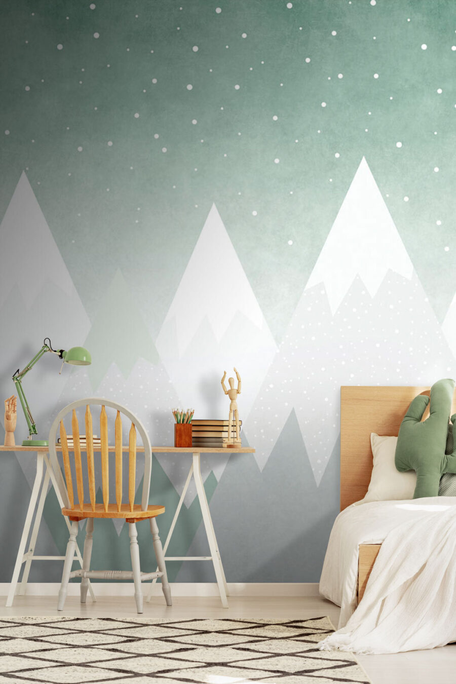 Papier peint Chaîne de montagnes avec chute de neige – Image 2