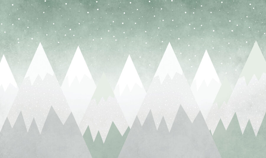 Papier peint Chaîne de montagnes avec chute de neige – Image 3