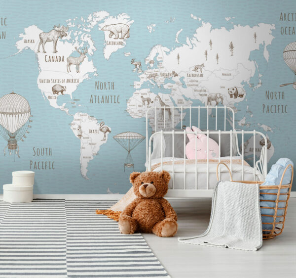Carte du monde avec animaux Carte du monde avec animaux