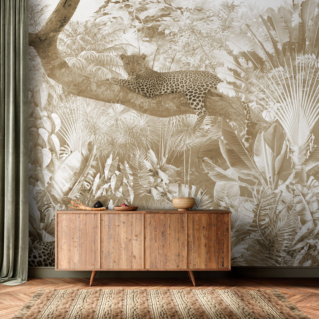 Leopard lying on a tree branch