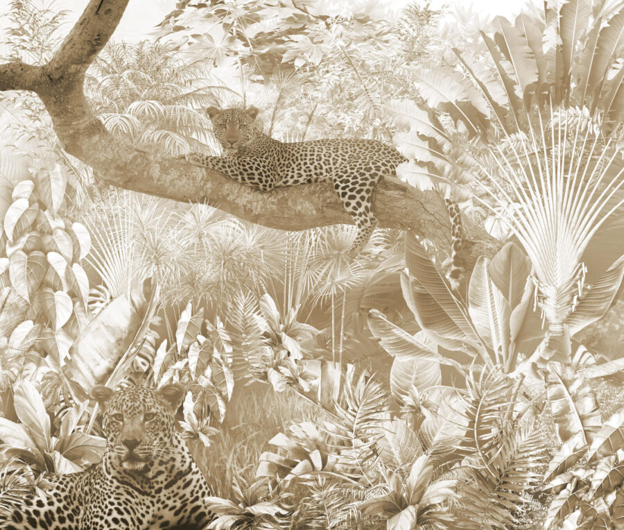 Léopard couché sur une branche d'arbre
