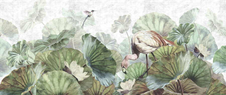Oiseau et colibri dans un jardin