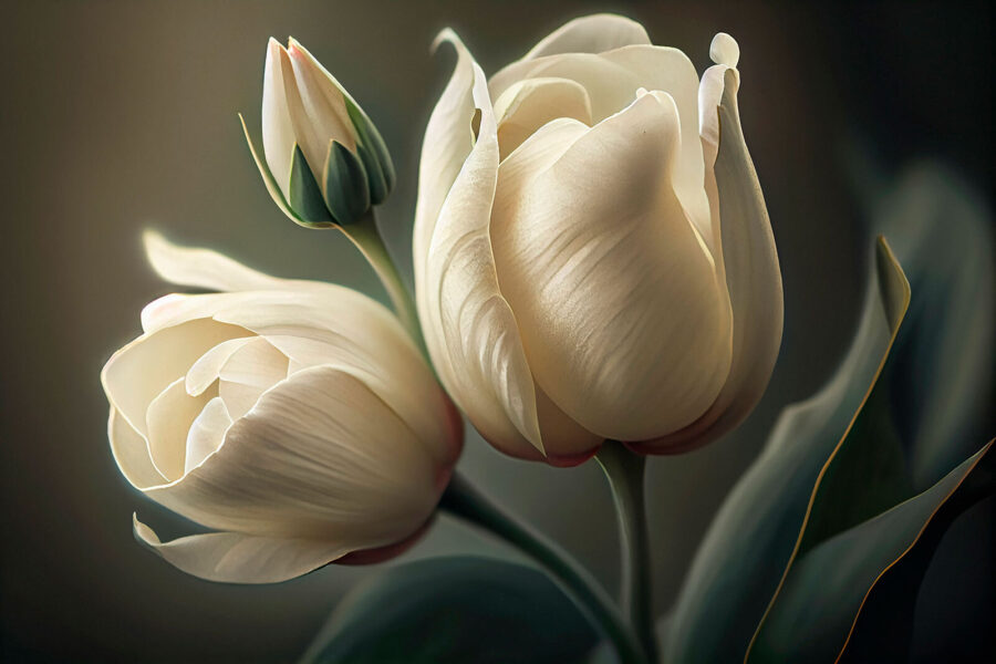 Des tulipes délicates dans des tons doux.