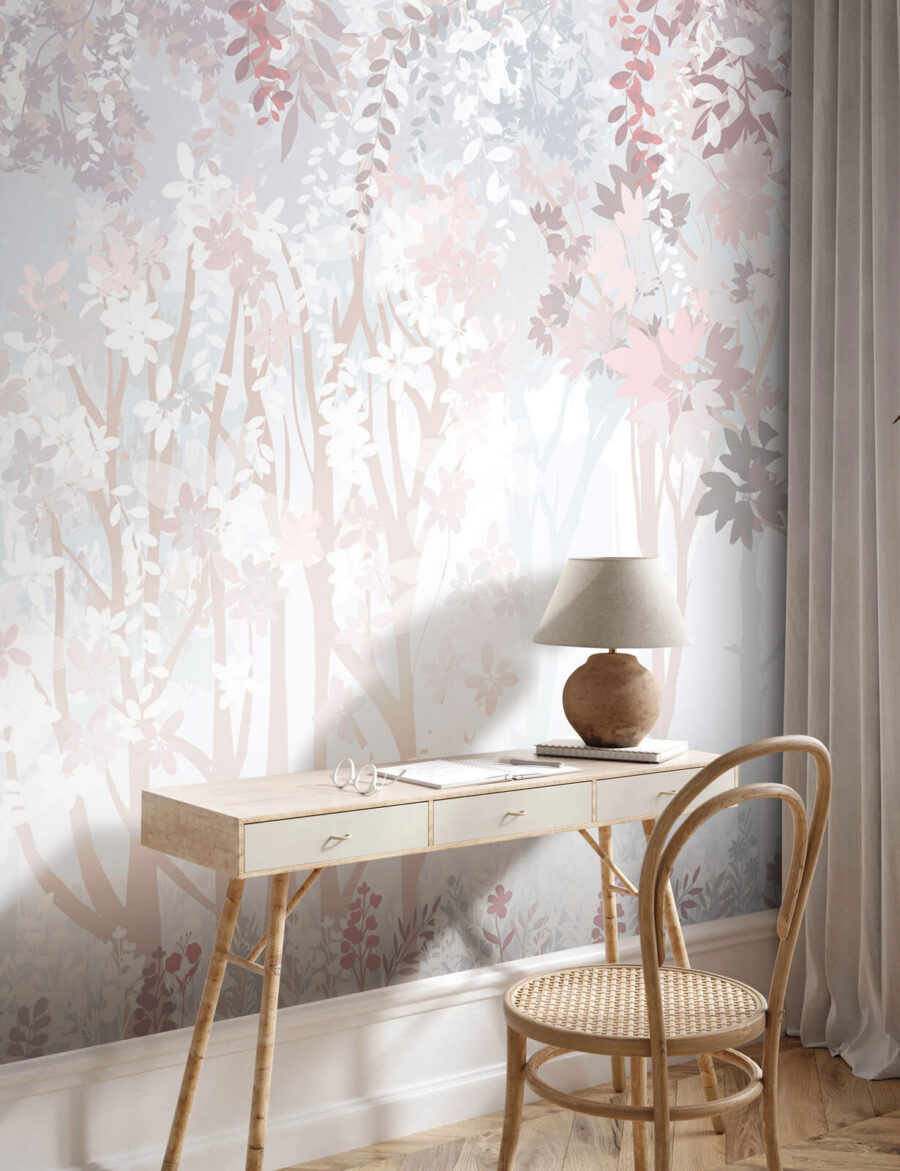 Motif floral blanc et rose