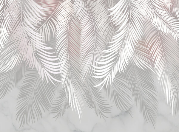 Plumes blanches sur une surface en marbre Plumes blanches sur une surface en marbre