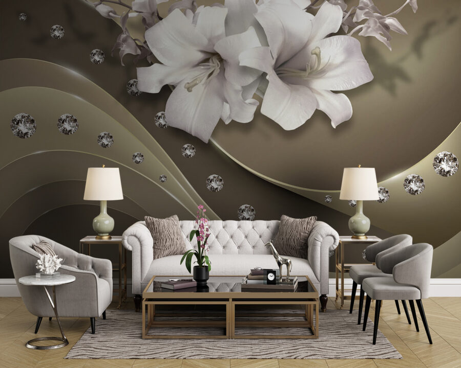 Papier peint Fleurs élégantes aux accents étincelants. – Image 3