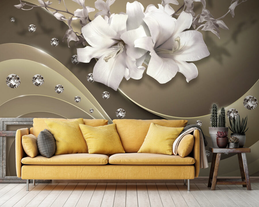 Papier peint Fleurs élégantes aux accents étincelants. – Image 2