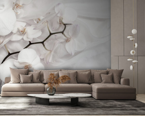 Orchidées blanches sur un tissu blanc u94056pig58m 600x480 - Orchidées blanches sur un tissu blanc