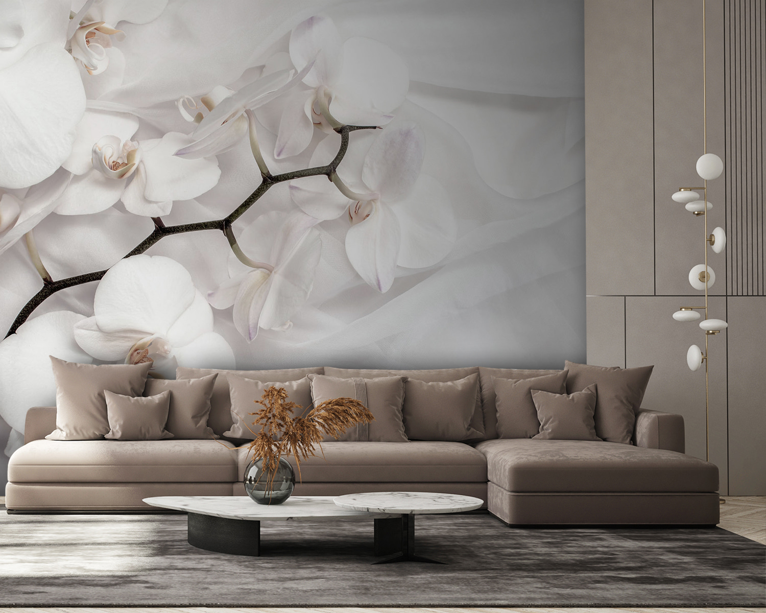 u94056pig58m - Orchidées blanches sur un tissu blanc - tegory