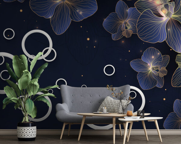 Motifs floraux sur fond sombre Motifs floraux sur fond sombre