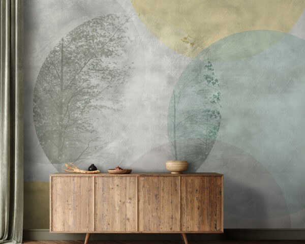Arbre et cercles sur un mur Arbre et cercles sur un mur