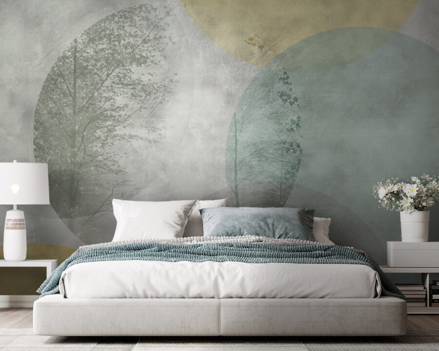 Arbre et cercles sur un mur