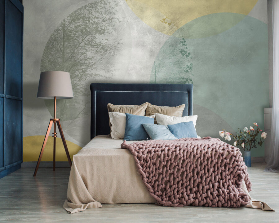 Arbre et cercles sur un mur