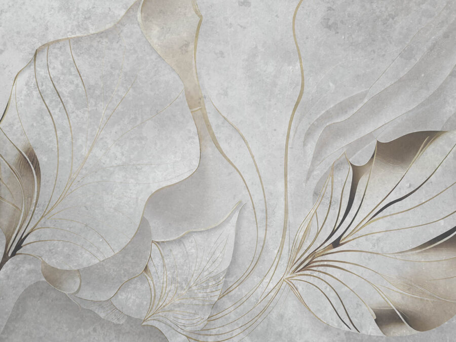 Feuilles élégantes dans des tons gris sereins Feuilles élégantes dans des tons gris sereins