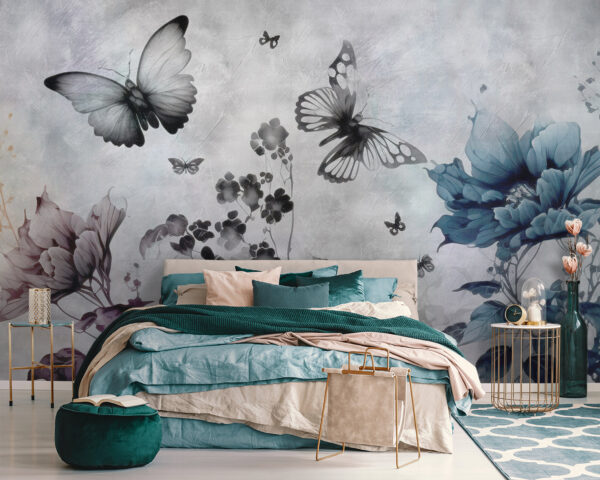 Papillons volant au-dessus des fleurs Papillons volant au-dessus des fleurs