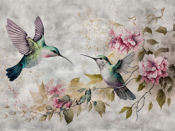 Peinture d'oiseaux et de fleurs u93994p 600x450 - Peinture d'oiseaux et de fleurs