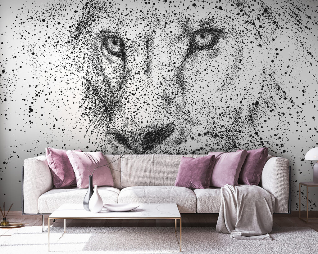 Lion's face with black specks Lion's face with black specks
