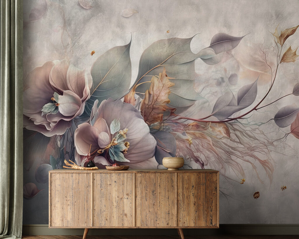 Painting of flowers and leaves Painting of flowers and leaves