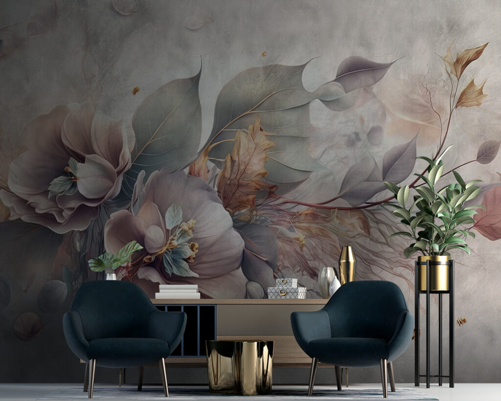 Painting of flowers and leaves Painting of flowers and leaves