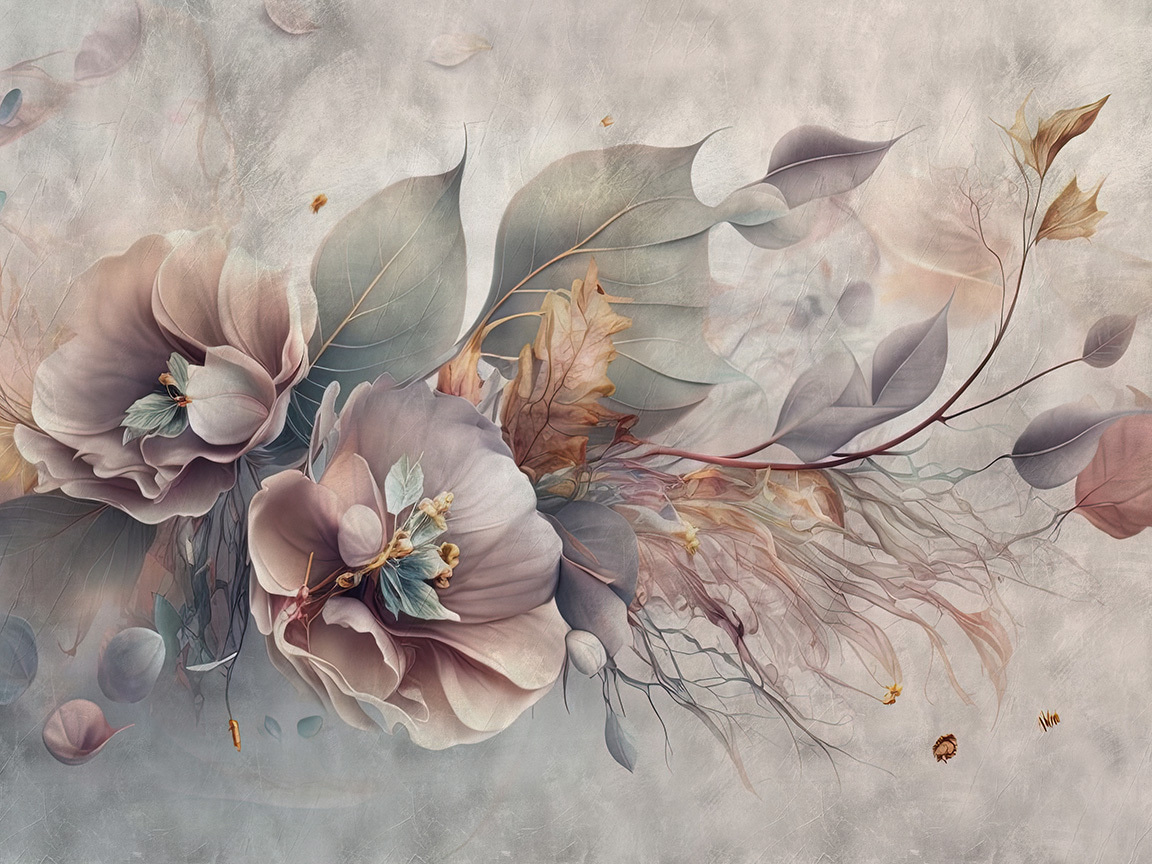 Painting of flowers and leaves Painting of flowers and leaves