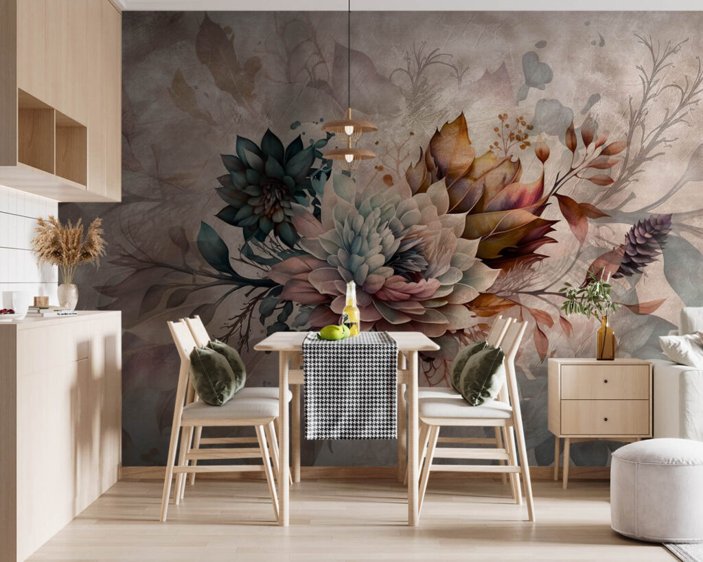 Painting of flowers and leaves Painting of flowers and leaves