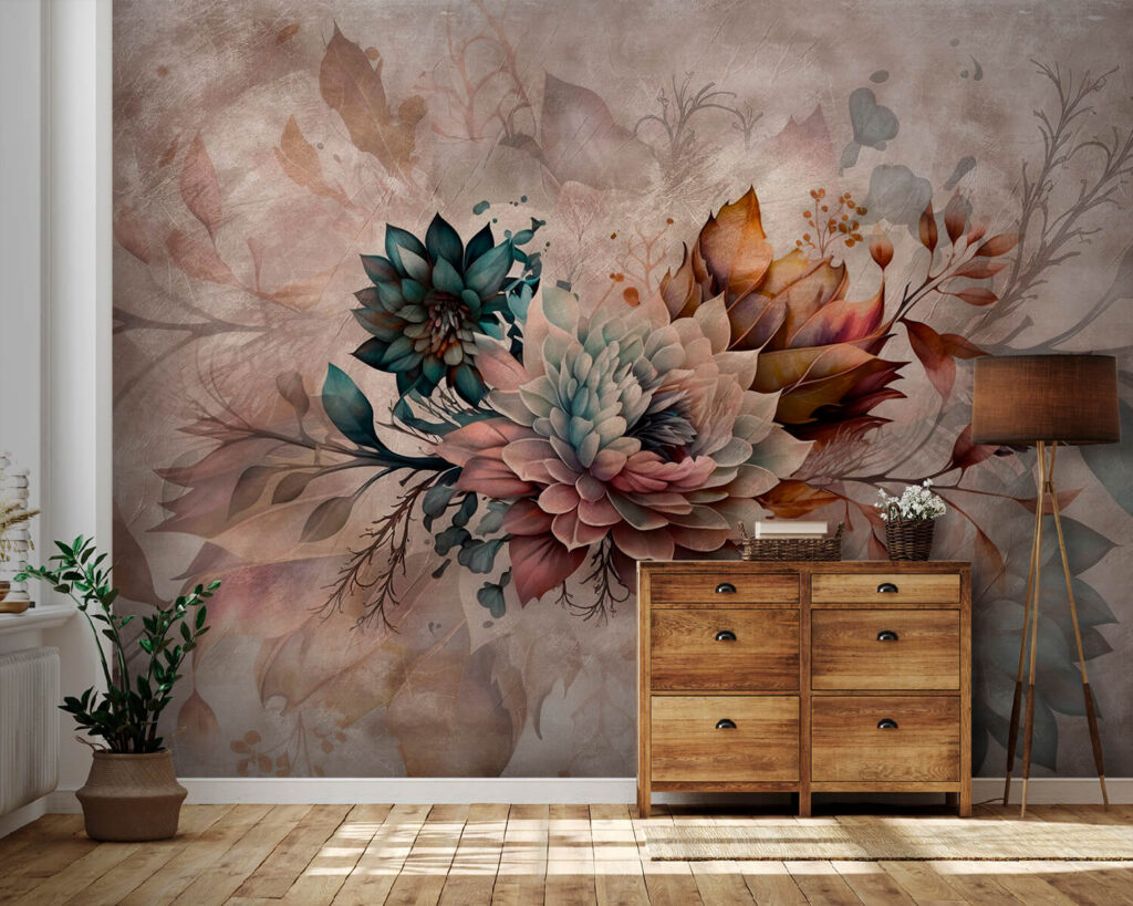 Painting of flowers and leaves Painting of flowers and leaves