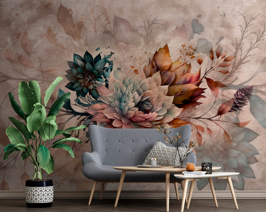 Painting of flowers and leaves Painting of flowers and leaves