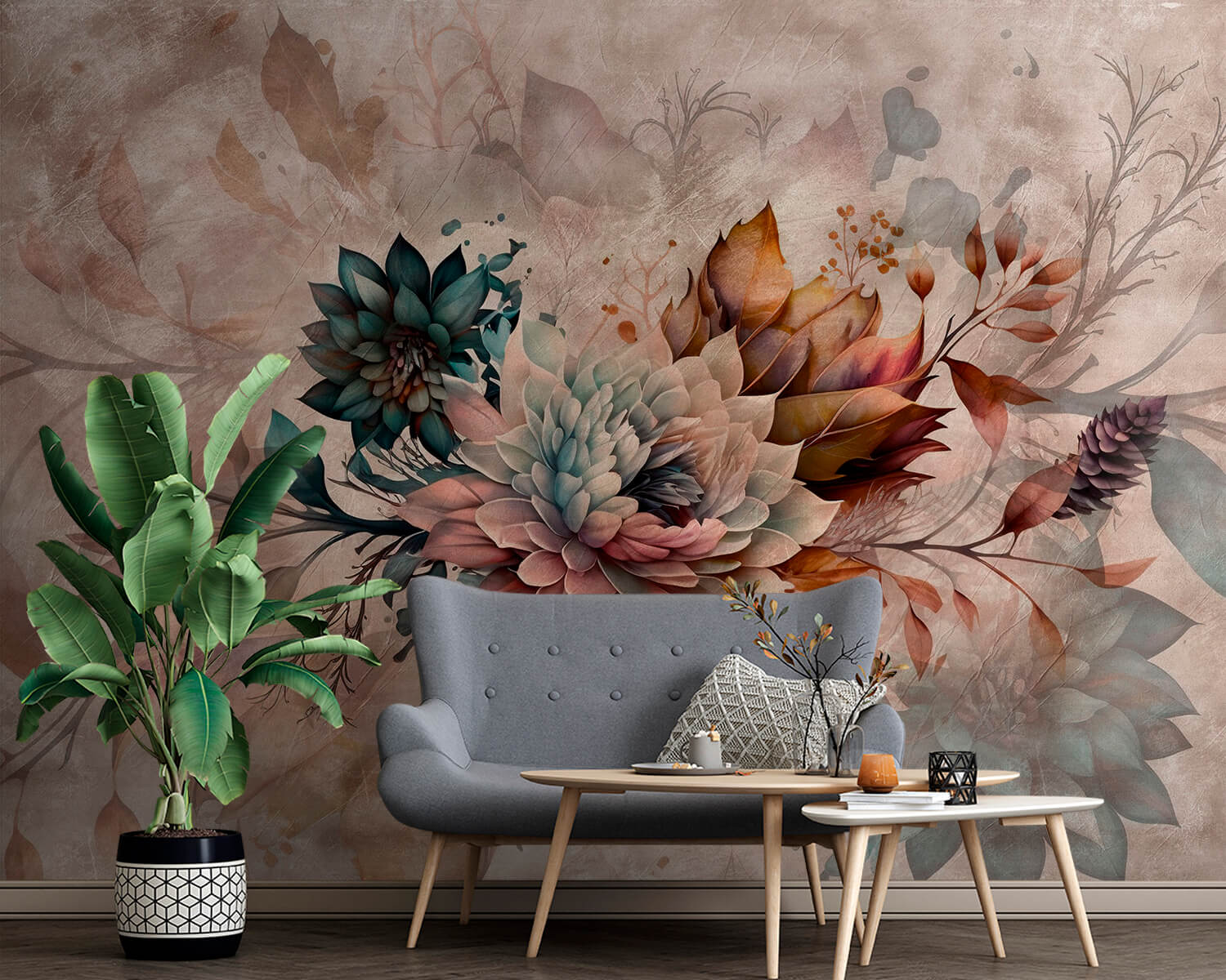 Painting of flowers and leaves Painting of flowers and leaves