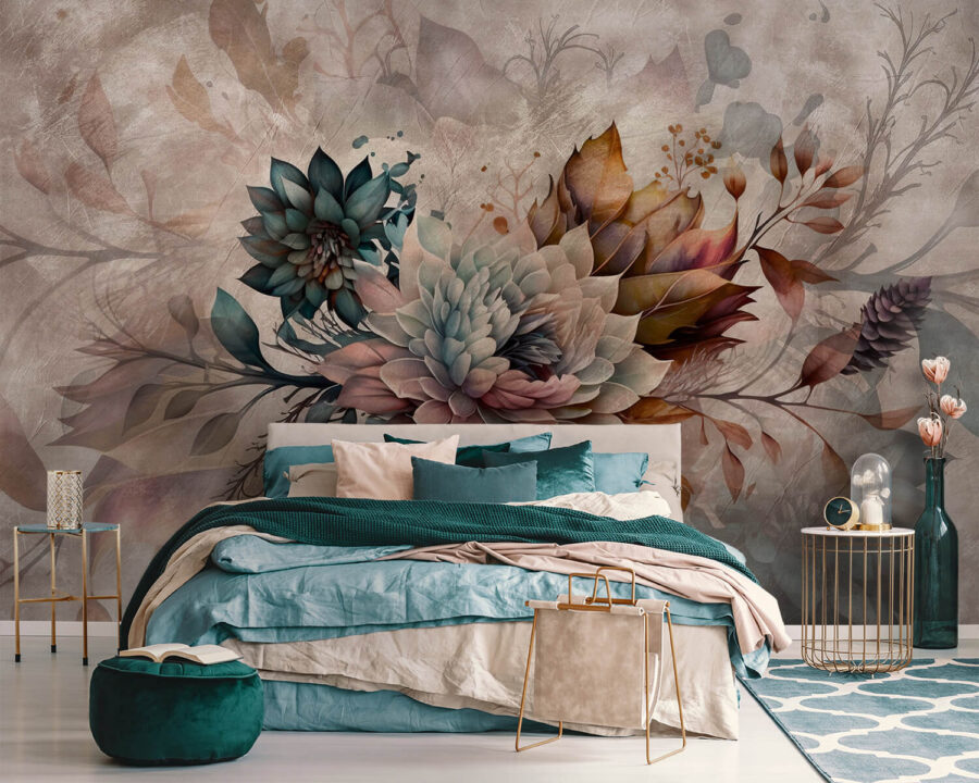 Peinture de fleurs et de feuilles