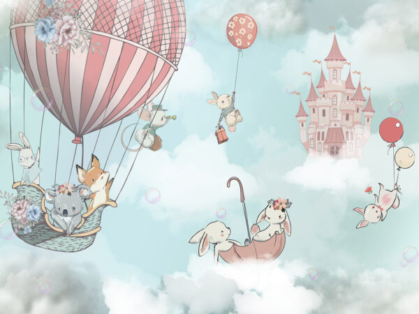 Caricature d'animaux dans une montgolfière Caricature d'animaux dans une montgolfière