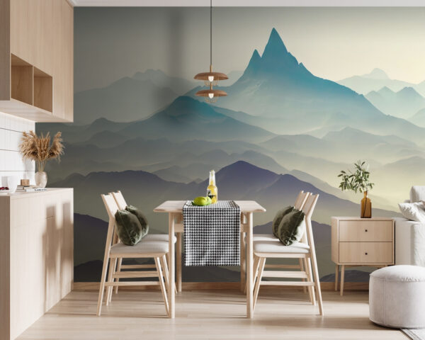 Papier peint montagne | Tout en nuances de vert pastel