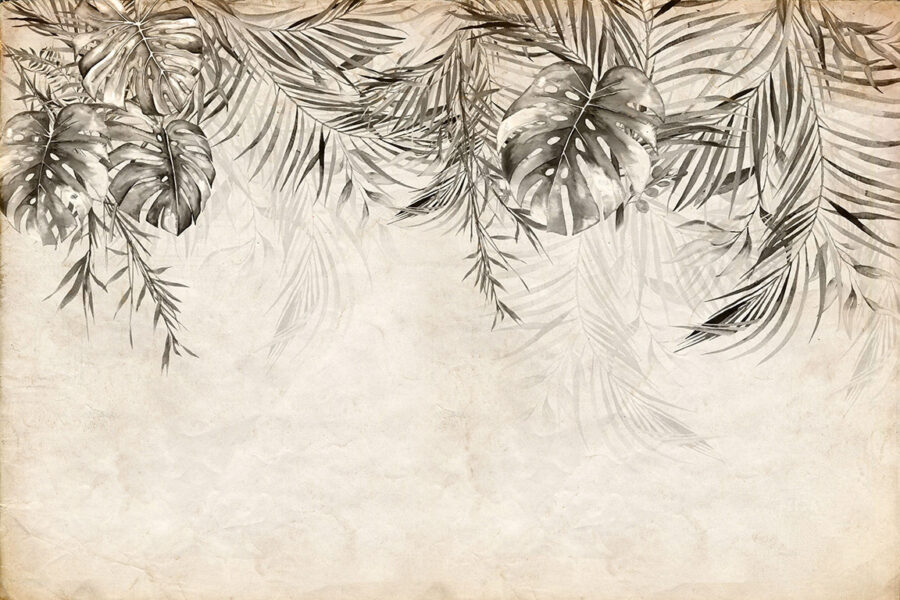 Feuilles tropicales sur fond texturé