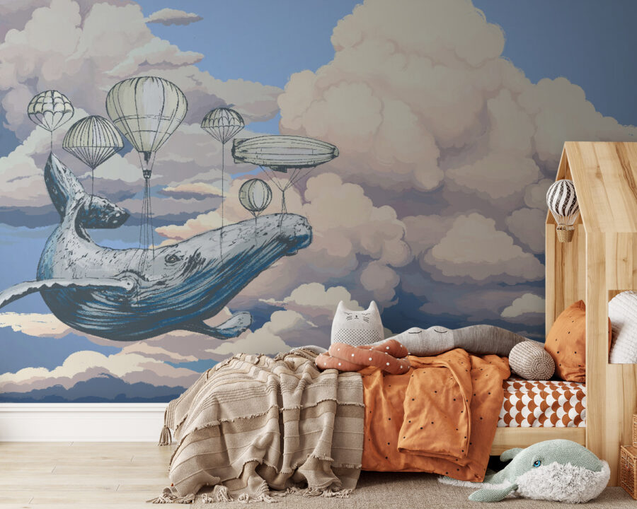 Baleine avec montgolfières Baleine avec montgolfières